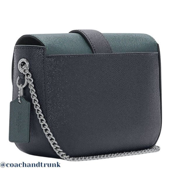 COACH Leather Gemma Deep Blue Forest Green Sparkling Crystals Apple Buckle NWT main image 2